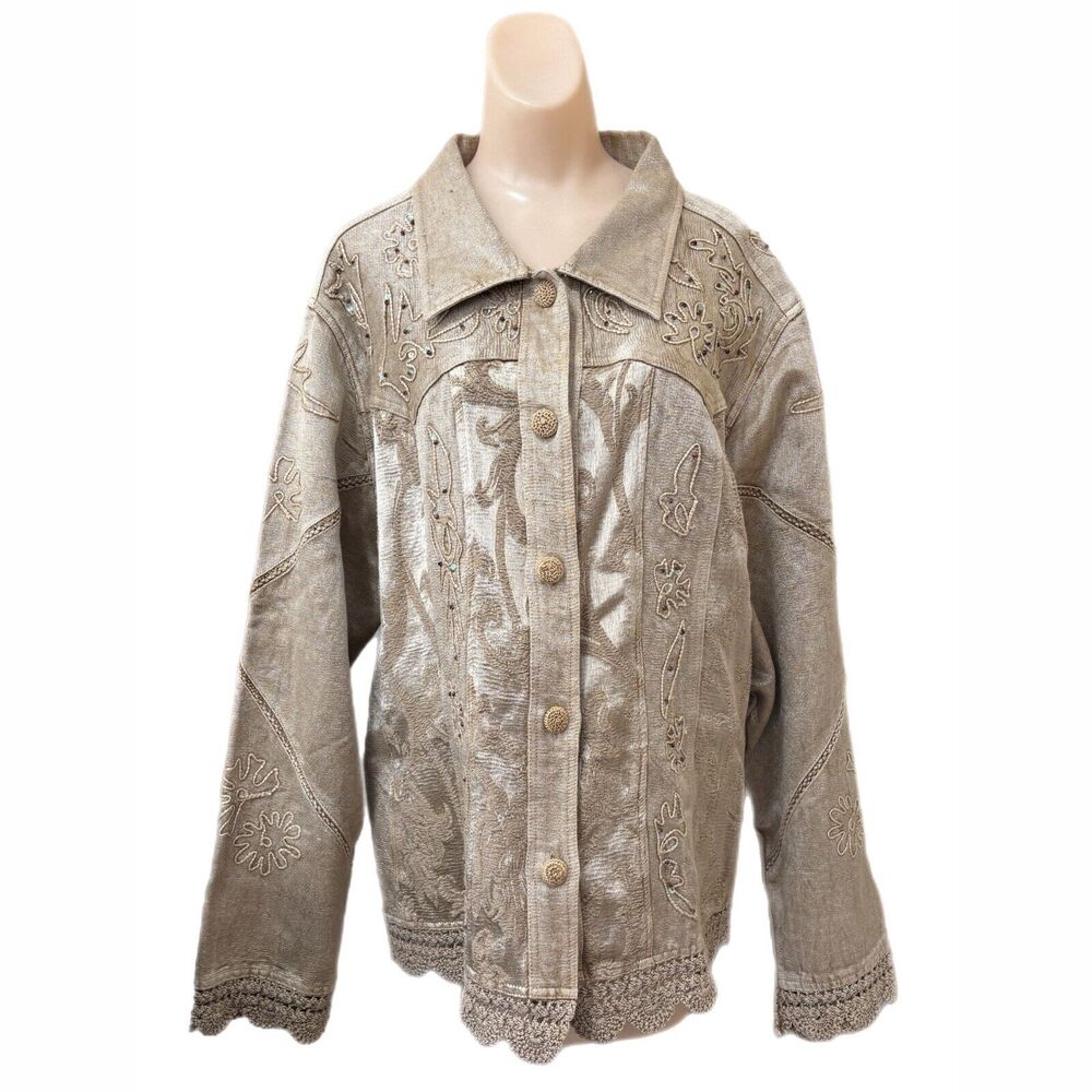 Flashback Couture Embroidered Beaded Jacket Size … - image 1